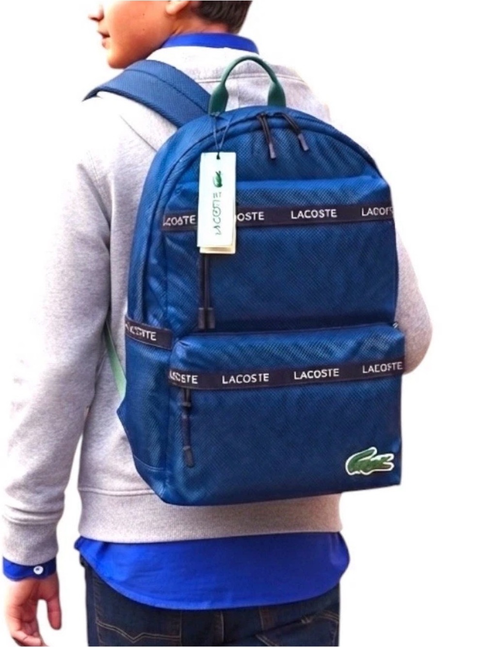LACOSTE Sport Kids Backpack With Padded Laptop Sleeve/Bottle Pockets Royal Blue